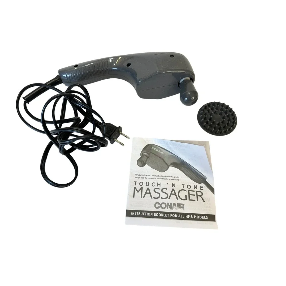 Conair Touch N Tone Handheld Massager HM8 Gray Corded Electric with Attachments